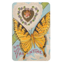 Vintage Valentine Butterfly Rectangle Magnets
