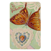 Vintage Valentine Butterfly Rectangular Magnets