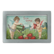 Vintage Valentine Cherubs Belt Buckle