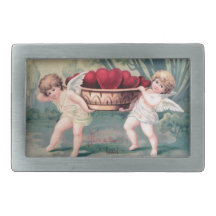 Vintage Valentine Cherubs Rectangular Belt Buckles