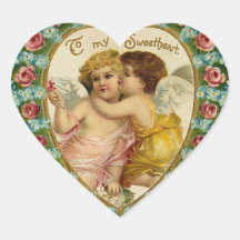 Vintage Valentine Heart Stickers