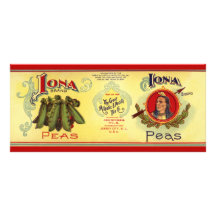 Vintage Vegetable Label for Iona Brand Peas Rack Cards