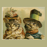 Vintage Victorian Funny Cats in Hats Save the Date postcards