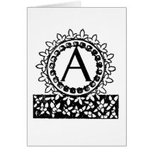 Vintage Victorian Monogram Letter A Greeting Card