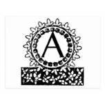 Vintage Victorian Monogram Letter A Post Card