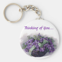 Vintage Violets Basket Keychain