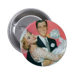 Vintage Wedding, Groom Carrying Bride, Newlyweds Buttons