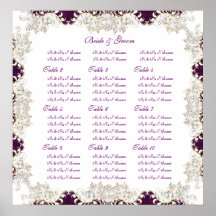 Vintage wedding purple "seating charts" posters