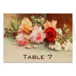 Vintage Wedding Table Number Antique Roses Flowers Greeting Cards