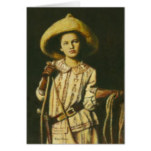Vintage Wild West Cowgirl Greetings card