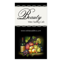 Vintage Wine Bottle & Fruit Design Business Cards