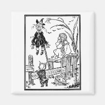 Vintage Wizard of Oz; Dorothy Toto Meet Scarecrow Fridge Magnets