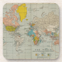 Vintage World Map Drink Coasters