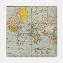 Vintage World Map Magnet