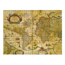 Vintage World Map Post Cards
