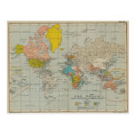 Vintage World Map Postcard