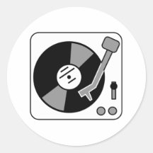 Vinyl Record Player Round Sticker