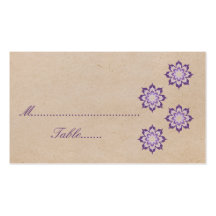 Violet Daring Floral Blooms Wedding Place Card Business Card Templates
