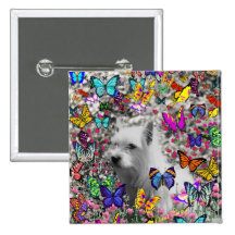 Violet in Butterflies – White Westie Dog Button