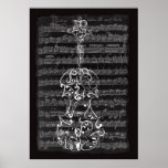 Violin Scrawl on Bach Manuscript Print