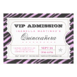 VIP Ticket Zebra Glam Quinceanera Birthday Party Custom Invites