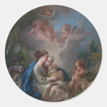 Virgin and Child - François Boucher Round Stickers