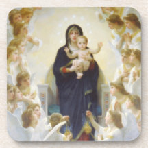 Virgin Mary and Jesus with angels Drink Coasters