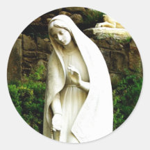 Virgin Mary Garden Statue Round Sticker