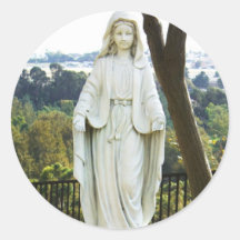 Virgin Mary Statue Round Stickers