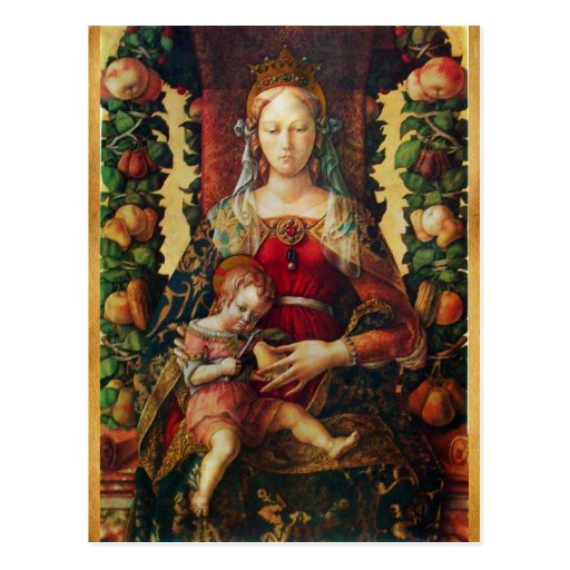 VIRGIN WITH CHILD , Parchment Postcards