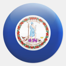 Virginia Flag Round Stickers