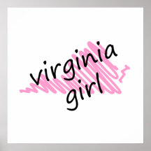 Virginia Girl with Scribbled Virginia Map Posters