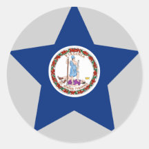 Virginia Star Round Stickers