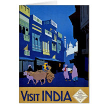 Visit India Vintage Travel Art Greeting Card