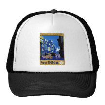 Visit India Vintage Travel Art Hats
