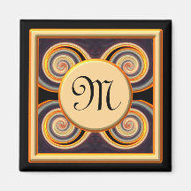 Vivid Monogrammed Art Round Magnet