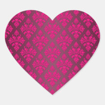 Vivid Pink Artichoke Floral Damask Pattern Stickers