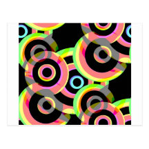 vivid retro circles rounds.jpg post card