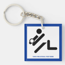 Volleyball player black, white, blue icon custom acrylic keychain