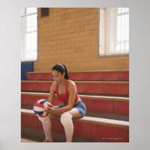 Volleyball player with volleyball poster