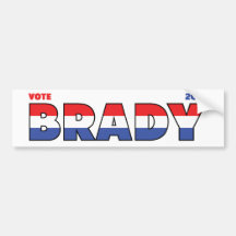 Vote Brady 2010 Elections Red White and Blue Bumper Sticker