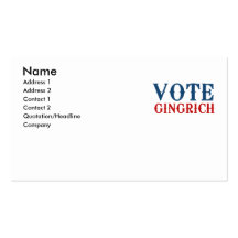 VOTE GINGRICH 2012 BUSINESS CARD