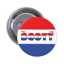Vote Scott 2010 Elections Red White and Blue Pinback Button