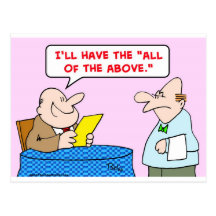 waiter all of the above postcard