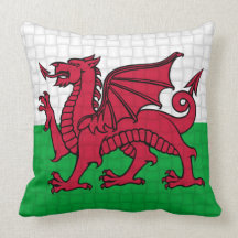 Wales Welsh flag cymru dragon Throw Pillows