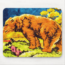 Walking Bear embroidery design Mousemat