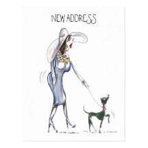 Walking the Dog  New Address Card Postcard