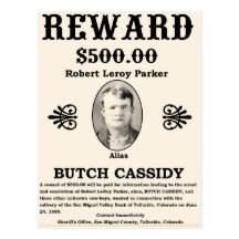 Wanted Butch Cassidy Postcard