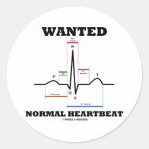 Wanted Normal Heartbeat (Electrocardiogram) Round Stickers