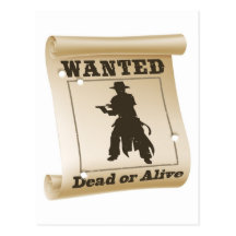 Wanted poster illustration post cards